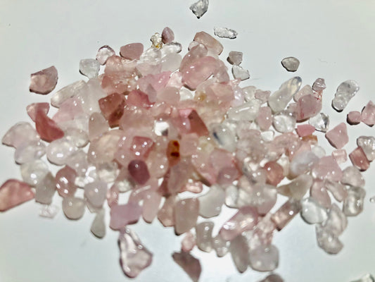 Natural rose quartz gemstone bead chips, undrilled no hole beads