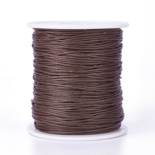 Waxed cotton thread , eco-friendly 1mm waxed cord, 100 yard roll, dark brown
