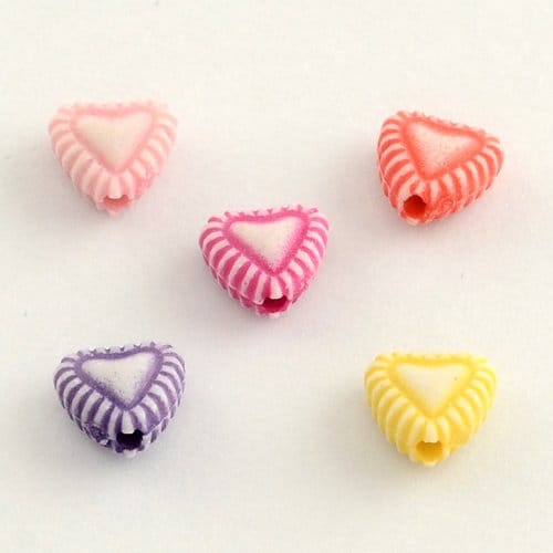 Heart bead mix, patterned acrylic assorted pastel bead mix
