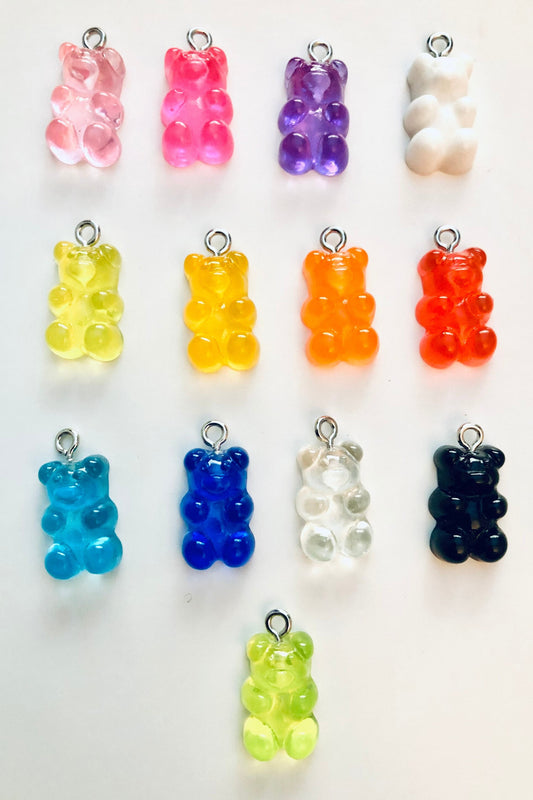 Bear Charms , clear and opaque charms, resin keychain and pendant charms. small bead in mixed colors or single colors