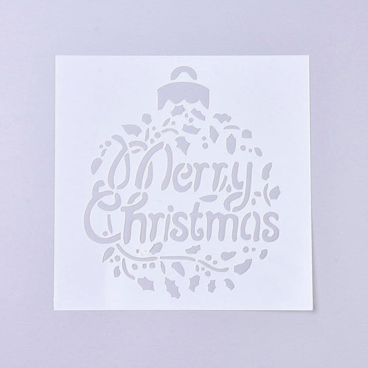 Christmas ornament stencil, plastic template 13cm flexible stencil holly pattern merry christmas round phrase