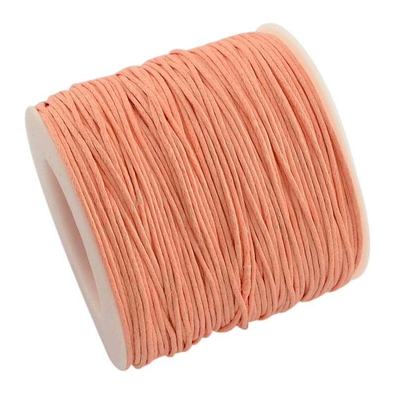 Waxed cotton thread , eco-friendly 1mm waxed cord, 100 yard roll, peach
