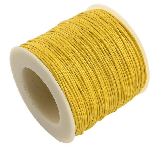 Waxed cotton thread , eco-friendly 1mm waxed cord, 100 yard roll, goldenrod dark yellow