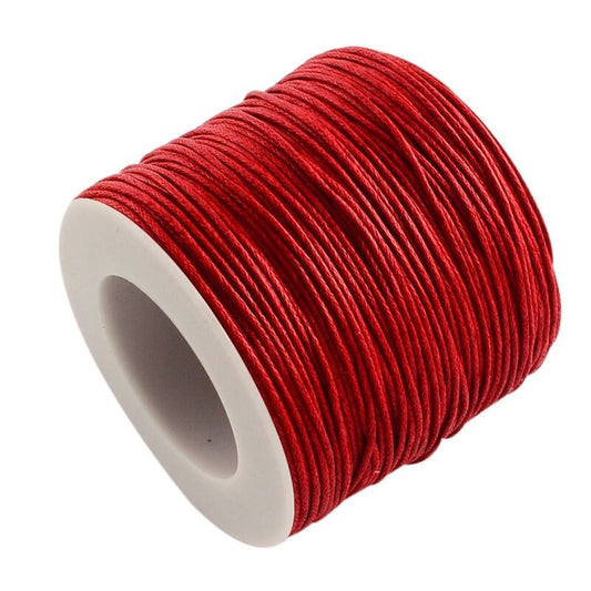 Waxed cotton thread , eco-friendly 1mm waxed cord, 100 yard roll, red