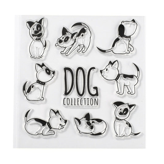 Dog stamp set,  silicone rubber stamps assorted  dog styles funny dog stamps, 8 piece stamp set