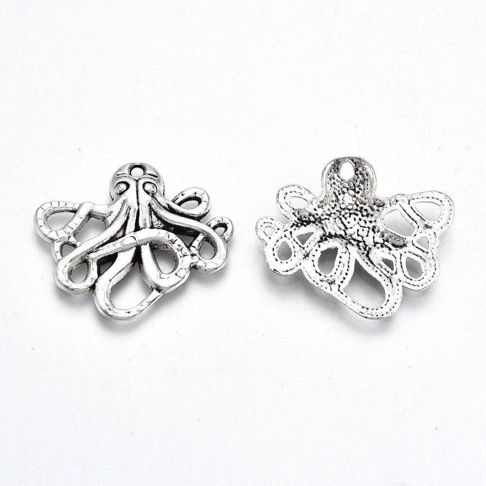 Octopus charms, steampunk large charms, Under the sea nautical charm for pendants or keychains