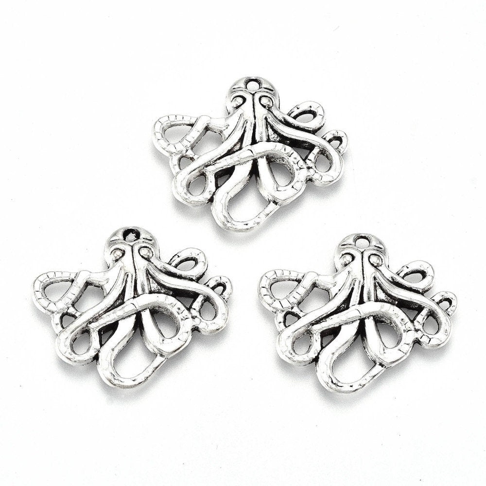 Octopus charms, steampunk large charms, Under the sea nautical charm for pendants or keychains