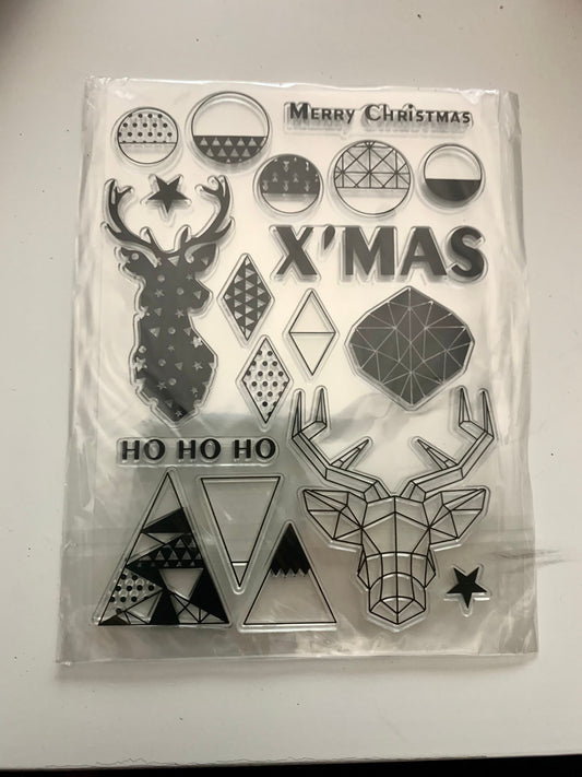 Christmas silicone stamps, abstract deer head ,  assorted clear stamp set