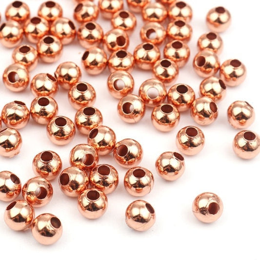 Rose gold spacer beads, 6mm metal  beads for jewlery or crafting
