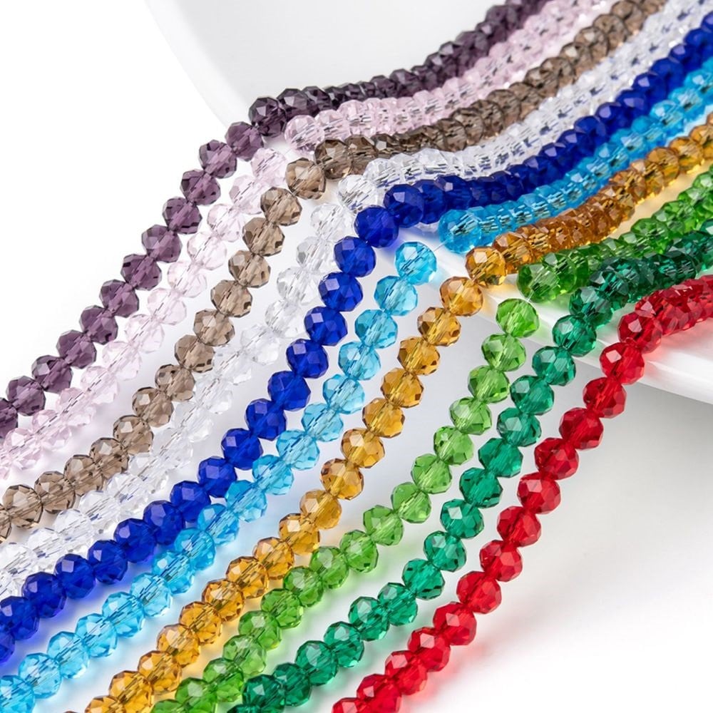 Rondelle bead strands, faceted 6mm bead full strands, assorted colors 6x5mm to choose from