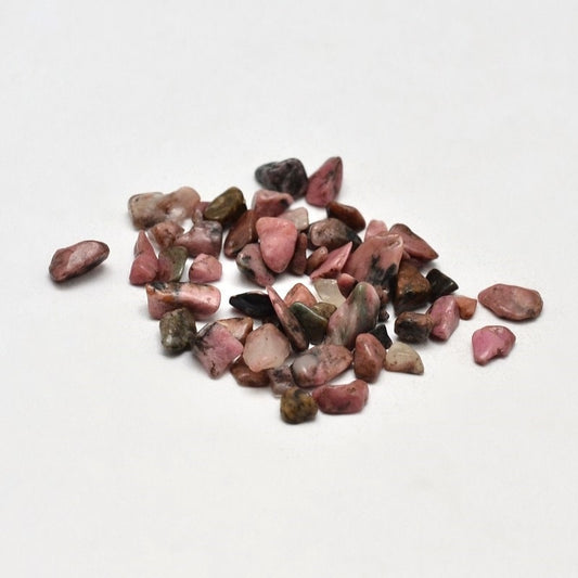 Natural rhodonite gemstone chip beads, undrilled assorted shapes