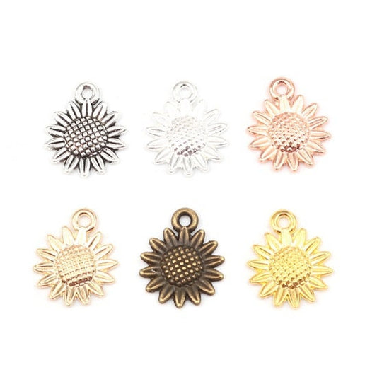 sunflower charms, large pendant charms in assorted colors