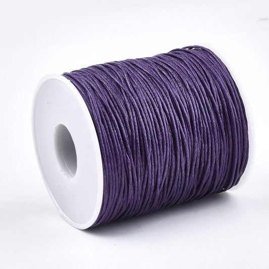 Waxed cotton thread , eco-friendly 1mm waxed cord, 100 yard roll, dark purple