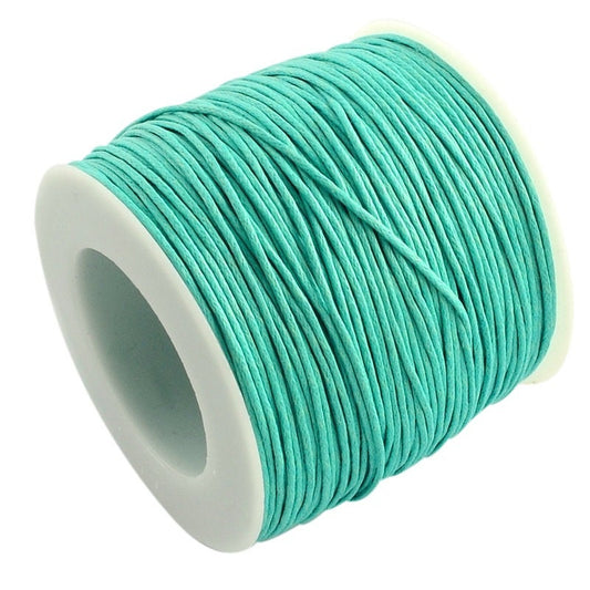 Waxed cotton thread , eco-friendly 1mm waxed cord, 100 yard roll, pale teal
