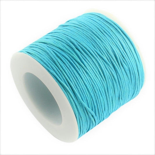 Waxed cotton thread , eco-friendly 1mm waxed cord, 100 yard roll, sky blue