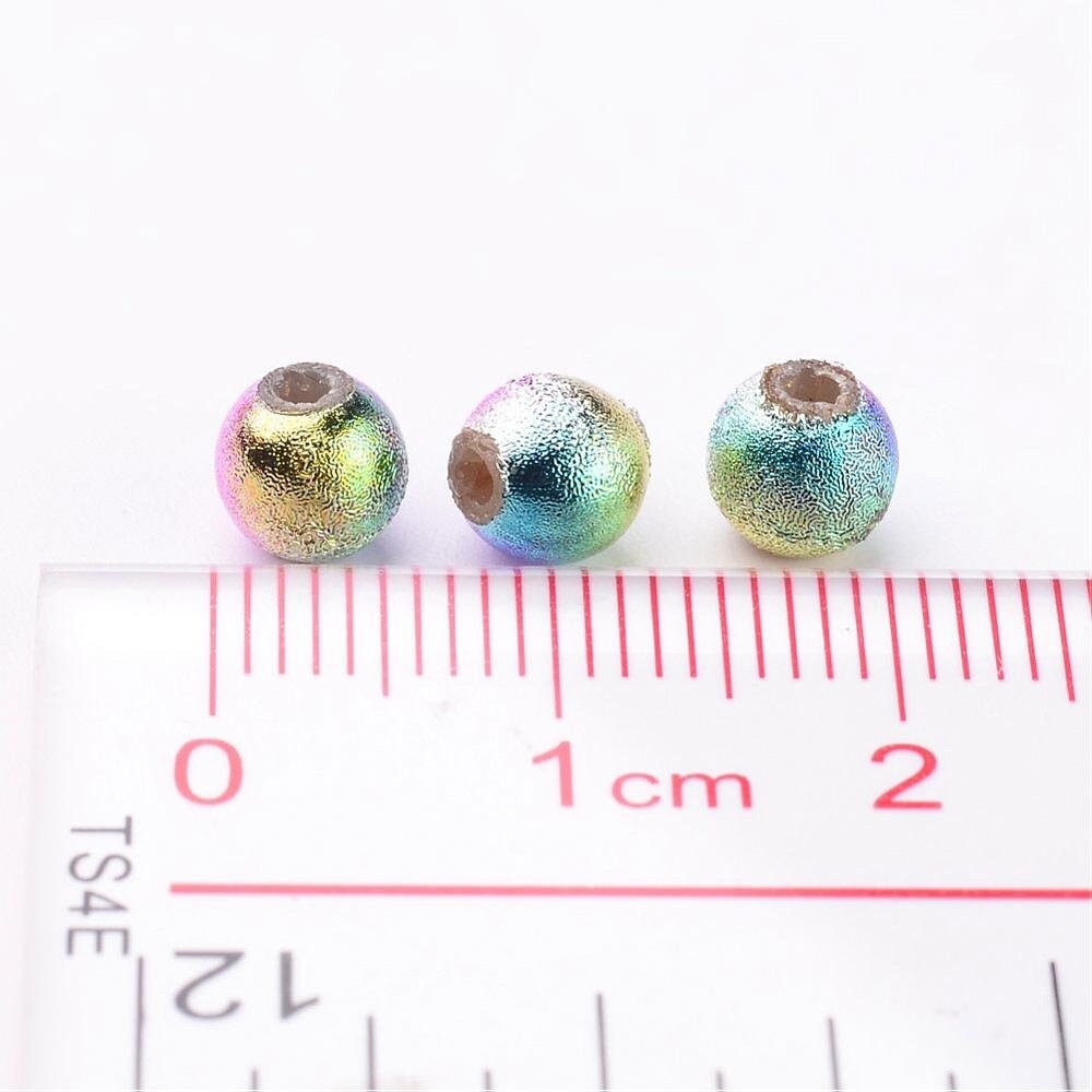 Rainbow acrylic bead, patterned 6mm acrylic metallic beads, assorted colors with texture light weight bead