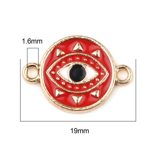 Red Evil eye charms gold enamel eye Charms enamel color pieces gold plated charm connector charms