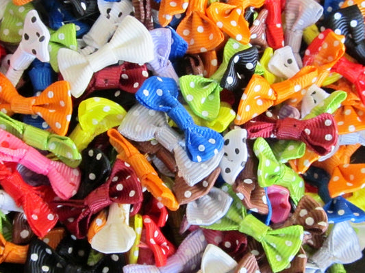mixed Small Grosgrain Ribbon Craft Bows Mixed Selection Polka Dot Bows assorted color bow lot