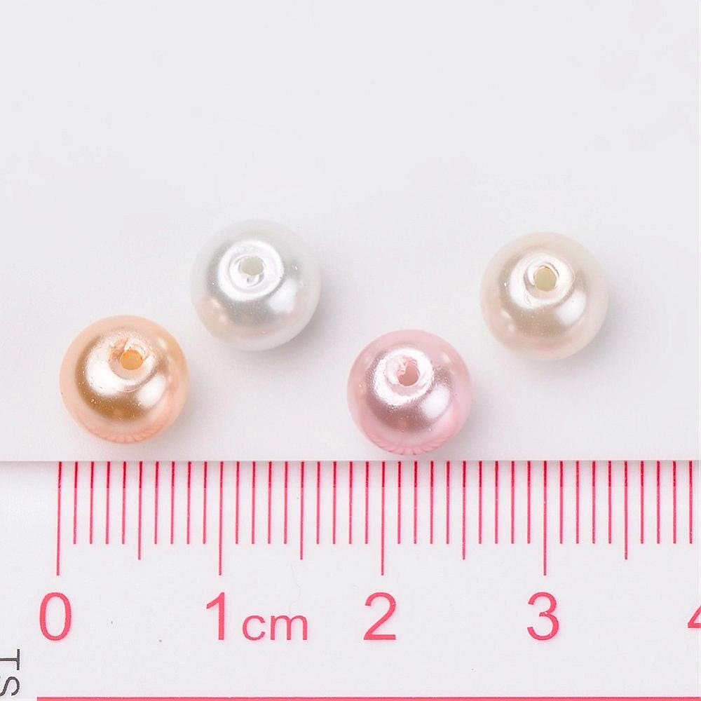 Pastel Glass pearl beads, 8mm pearlized glass beads pale pink white cream peach variety mix of shades mix colored beads