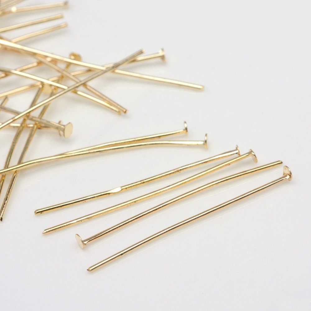 Gold flat head bead pins antique kc gold shade iron bead pins with flat head 42mm long tone pick sampler or larger packs
