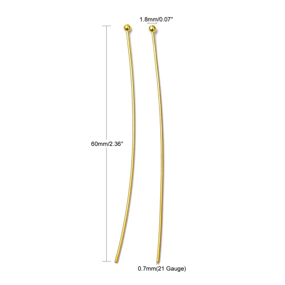 Gold flat head bead pins , KC gold shade, iron bead pins with flat head 42mm long tone pick sampler or larger packs