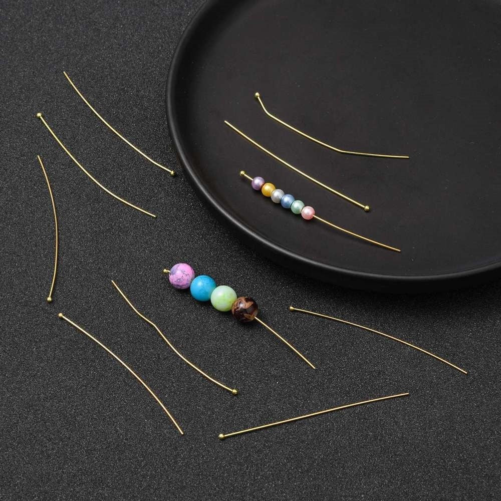 Gold flat head bead pins , KC gold shade, iron bead pins with flat head 42mm long tone pick sampler or larger packs