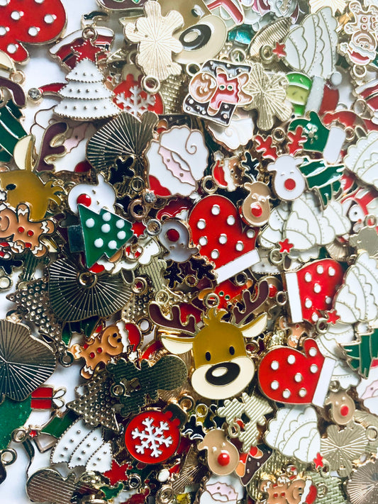 Christmas assorted enamel charms assorted styles bulk mix of colors and styles and sizes limited supply