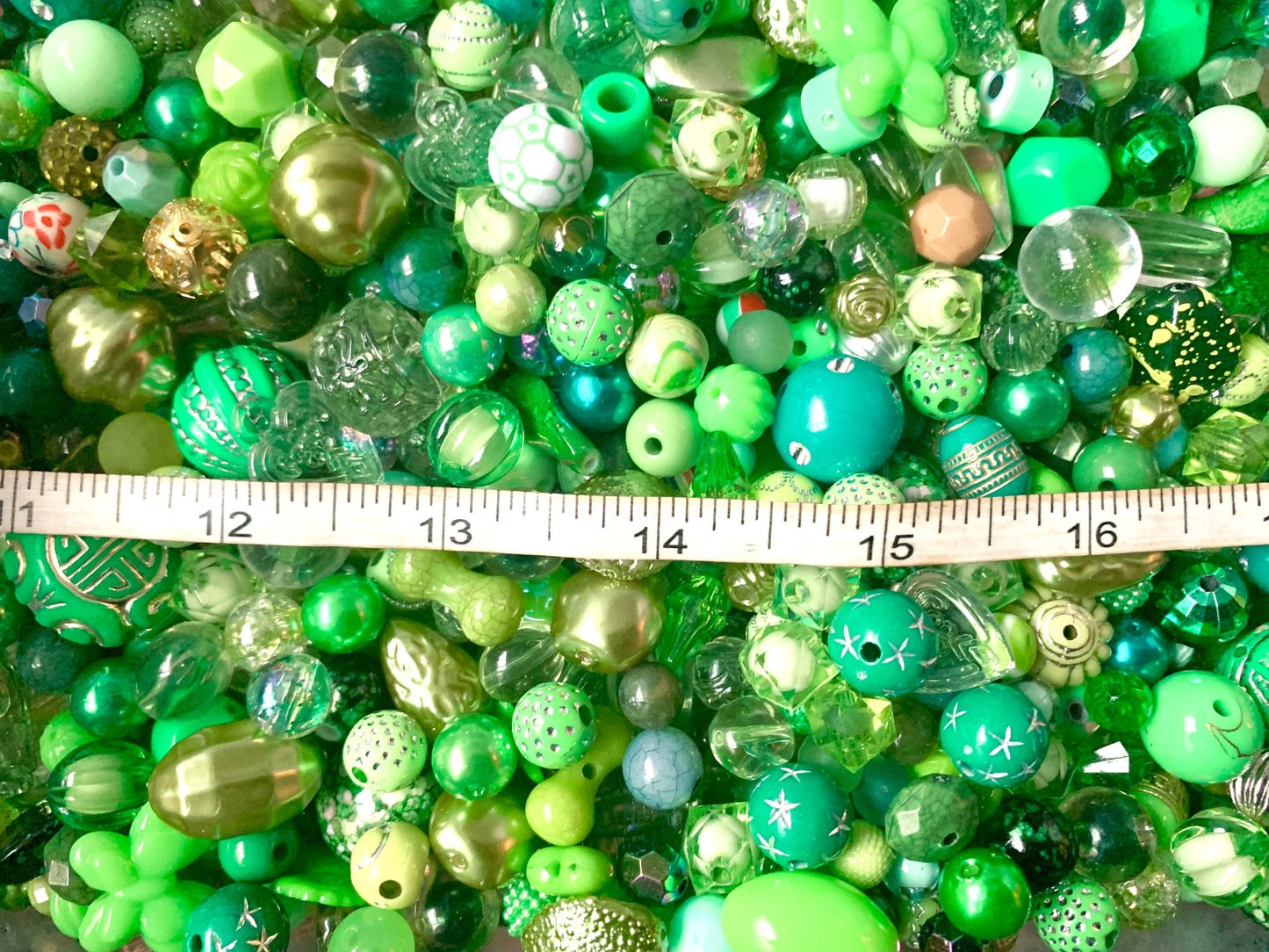 Green bead soup mix, beads bulk mix acrylic assorted beads Green theme blend of mixed sizes and shades different shapes and sizes