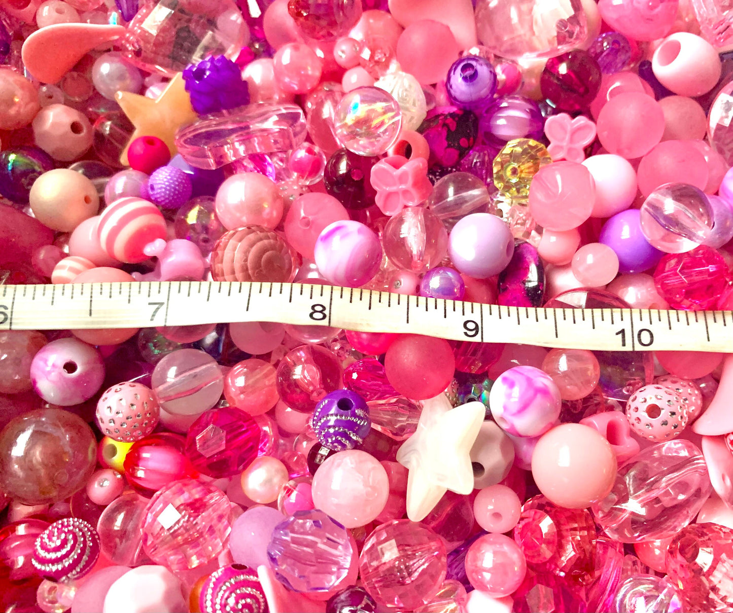 Pink bead mix , assorted beads bulk mix acrylic assorted beads pale pink, cream and purples blend of mixed sizes and shades and styles