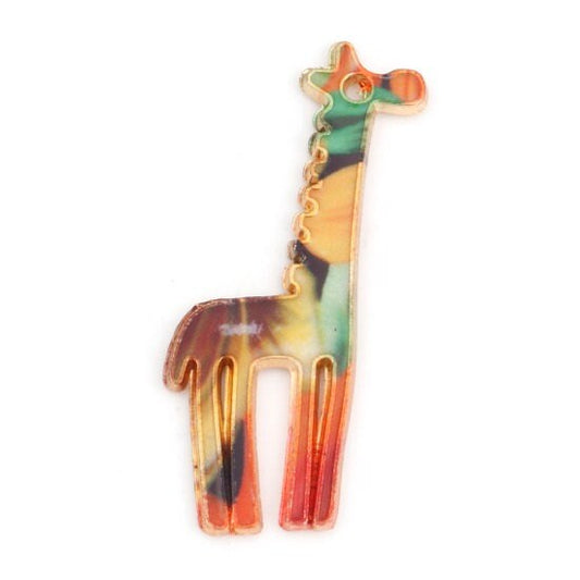 Giraffe charm, large abstract animal charm, gold plated large keychain or pendant charm