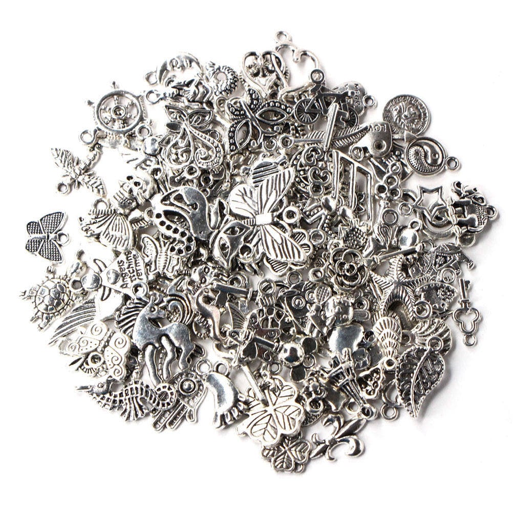 Jewelry Bulk Charm Mix Silver charms mix jewelry finding lot mix of sizes bulk lot