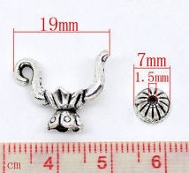 Silver teapot bead cap , fancy Genie style 3D charm with top and bottom, two piece sets