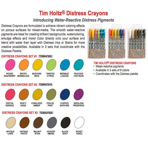 Ranger Pen Tim Holz Distress Crayons water reactive pigment pen sets for mixed media