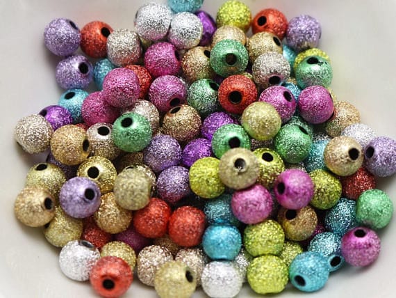 Stardust patterned bead mix, 6mm acrylic assorted color lightweight spacer bead