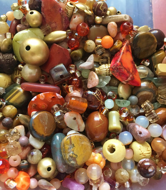 Orange bead soup mix Brown Golds Yellows Bead Mix Crystal Glass Bulk Mix bulk bead mix yellow brown stone