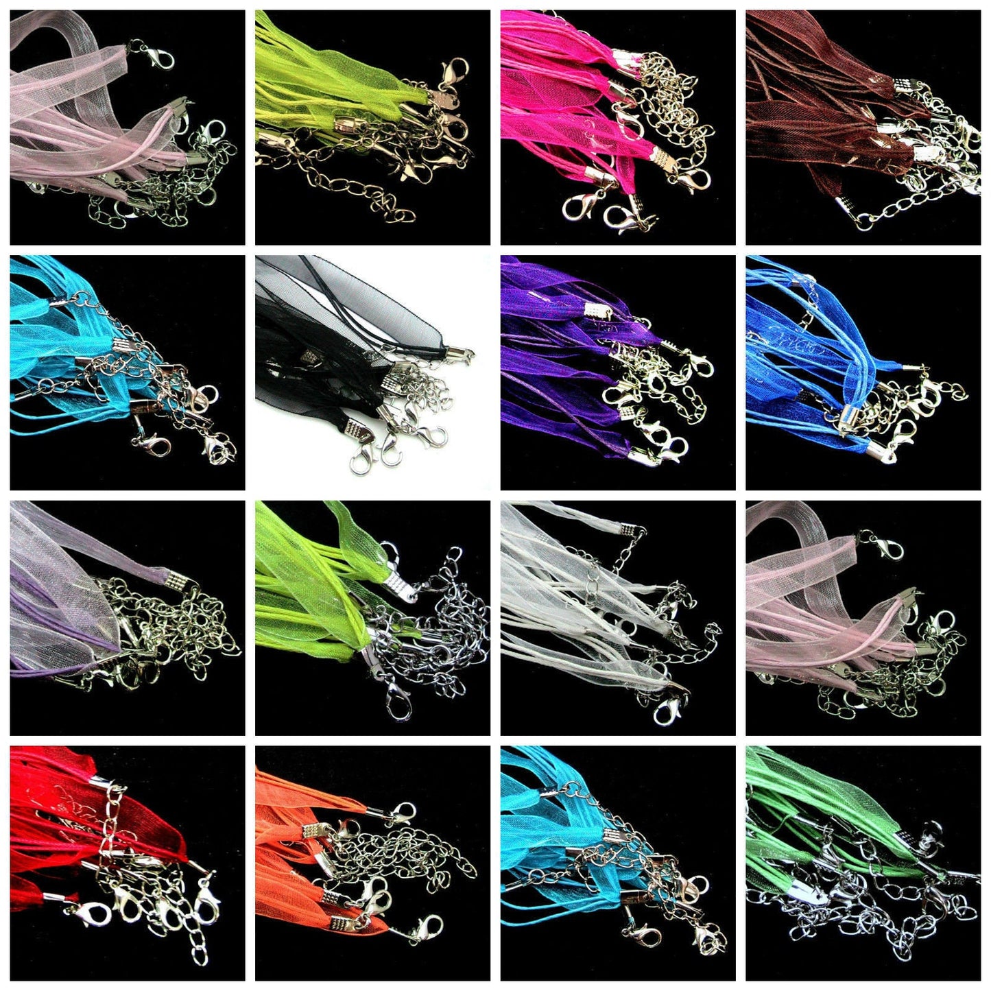 Organza Pendant DIY ribbon chain, for making necklaces, assorted colors