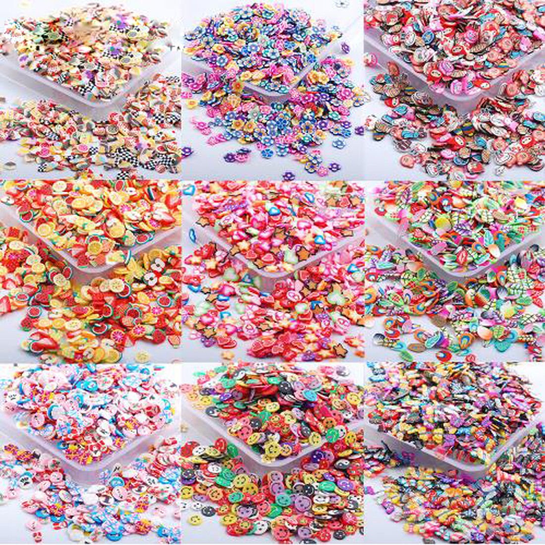 Polymer Clay candy and cupcake mix,  assorted slices in mixed patterns and colors bulk mix