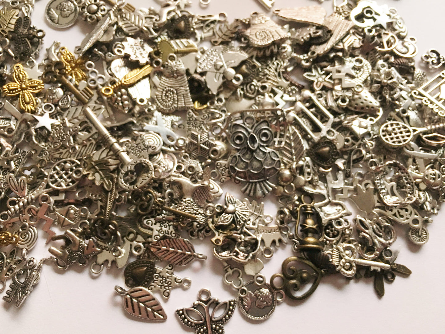 Bulk Charms mix, assorted  pendant and jewelry charms, silver mix craft charms