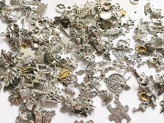 Assorted Pendant Charm mix bulk Silver Charm mix Lot Tibetan Silver Brass Gold tone jewelry assorted jewelry charm styles