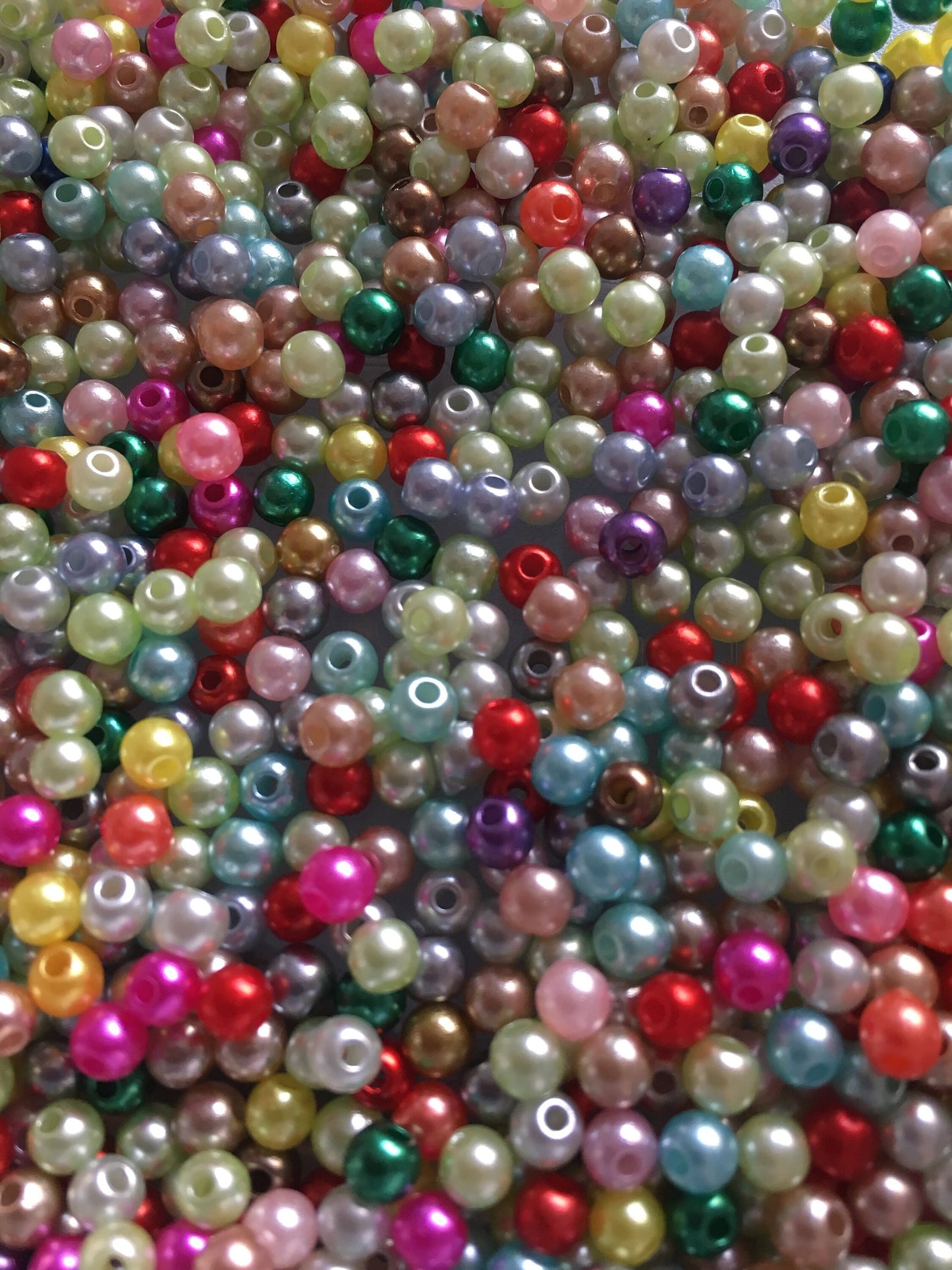 Pearl bead mix, 4mm acrylic beads, assorted mix of colors