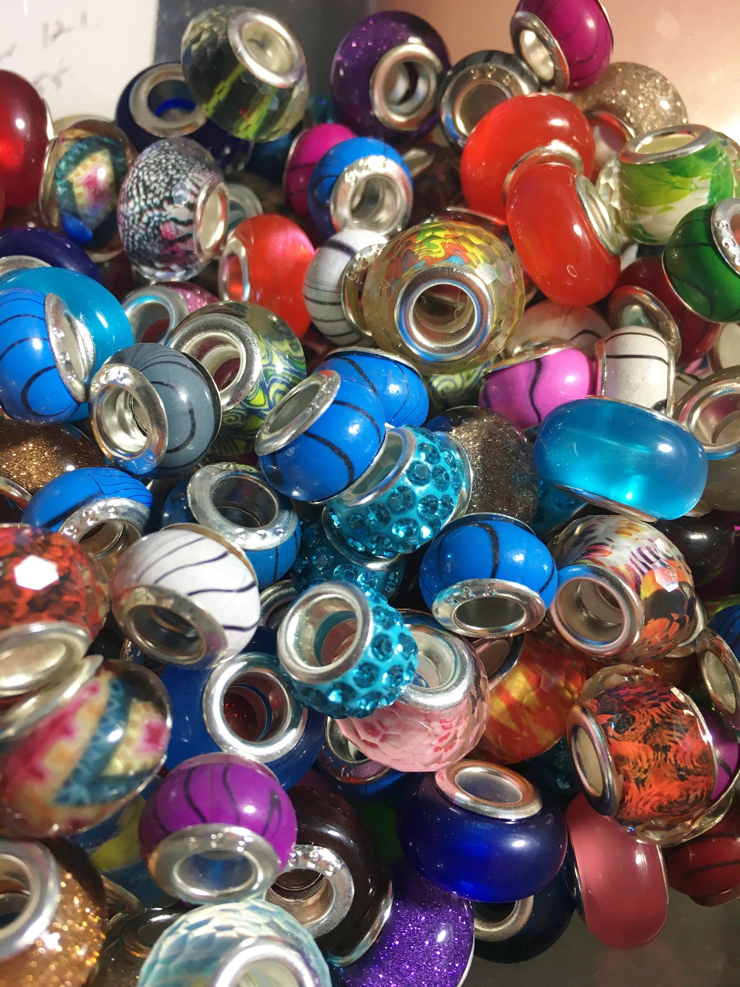 Acrylic European acrylic beads, Big Hole Bulk Mix, assorted styles and colors of euro beads