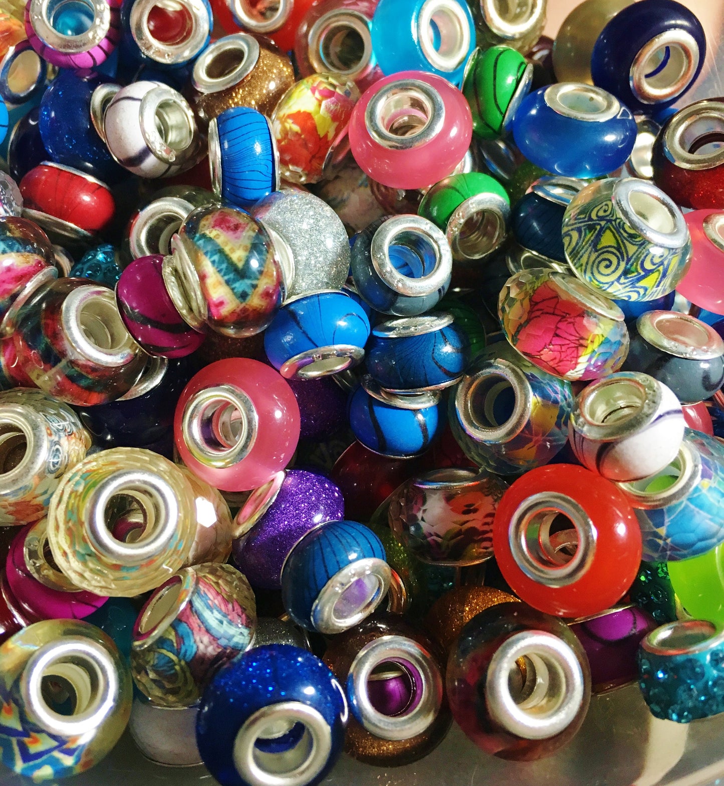 Acrylic European acrylic beads, Big Hole Bulk Mix, assorted styles and colors of euro beads