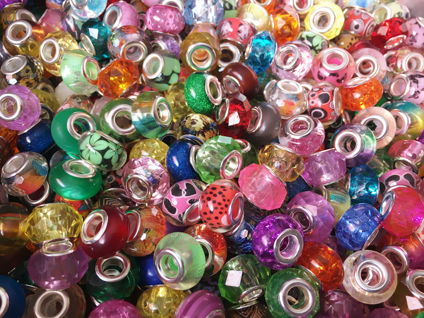 Acrylic European acrylic beads, Big Hole Bulk Mix, assorted styles and colors of euro beads