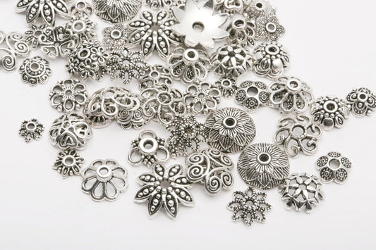 Bulk Bead Caps, assorted styles and colors bead cap mix, see pics size range 4mm up to 12mm
