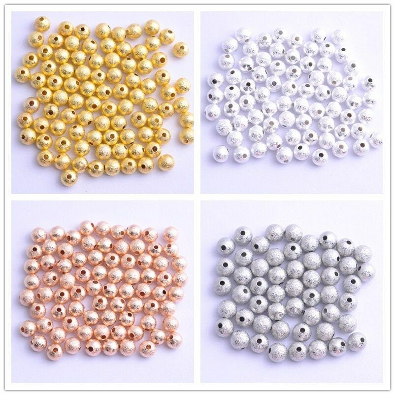 6mm  Patterned acrylic beads Stardust Beads acrylic lot 6mm Silver rose gold or gold Bead