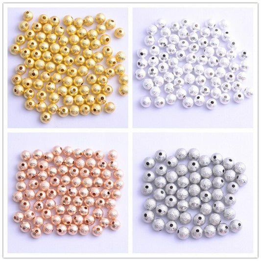 6mm  Patterned acrylic beads Stardust Beads acrylic lot 6mm Silver rose gold or gold Bead