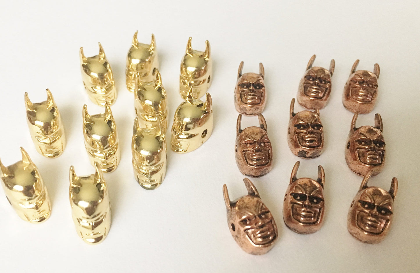 Comic book charms hero mask charms gold copper or bronze mask charms helmet charms