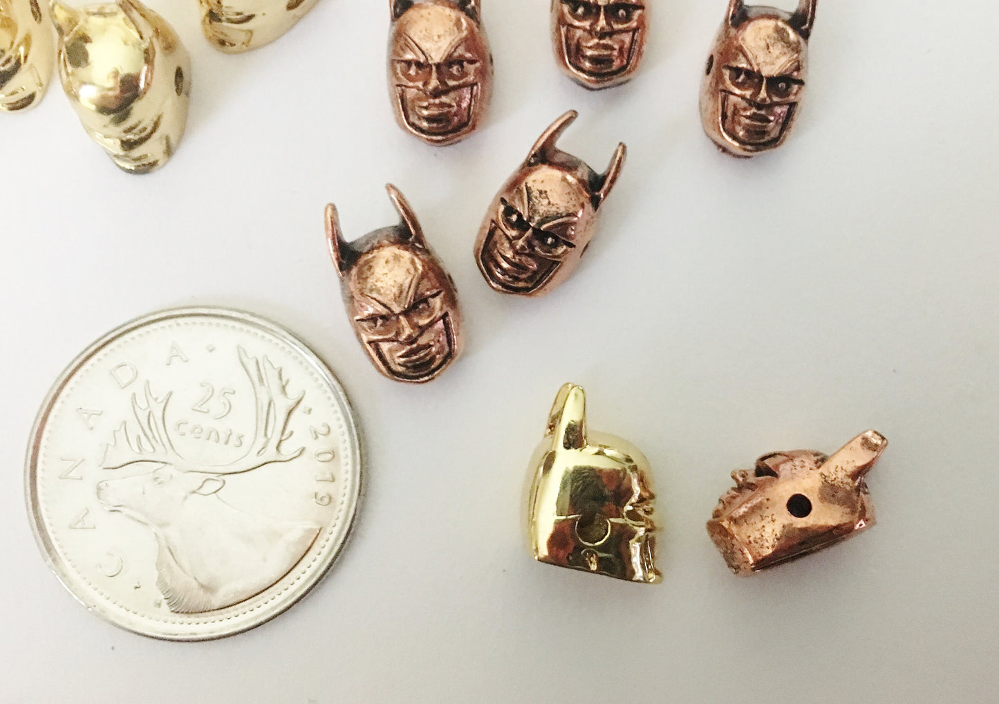 Comic book charms hero mask charms gold copper or bronze mask charms helmet charms