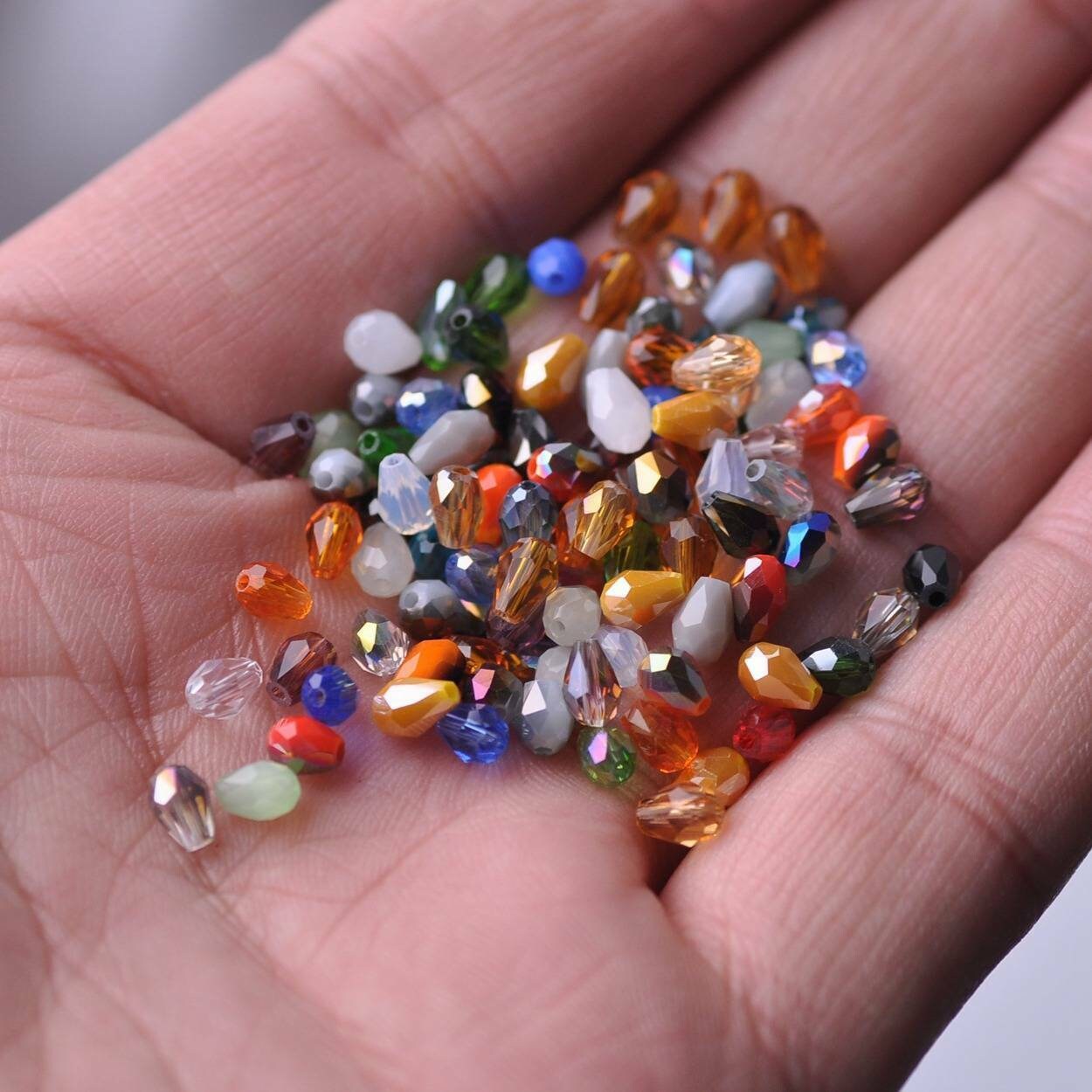 Tear drop Beads irridescent AB opaque and clear crystal see colors and size options 5mm x 3mm  drop bead lots