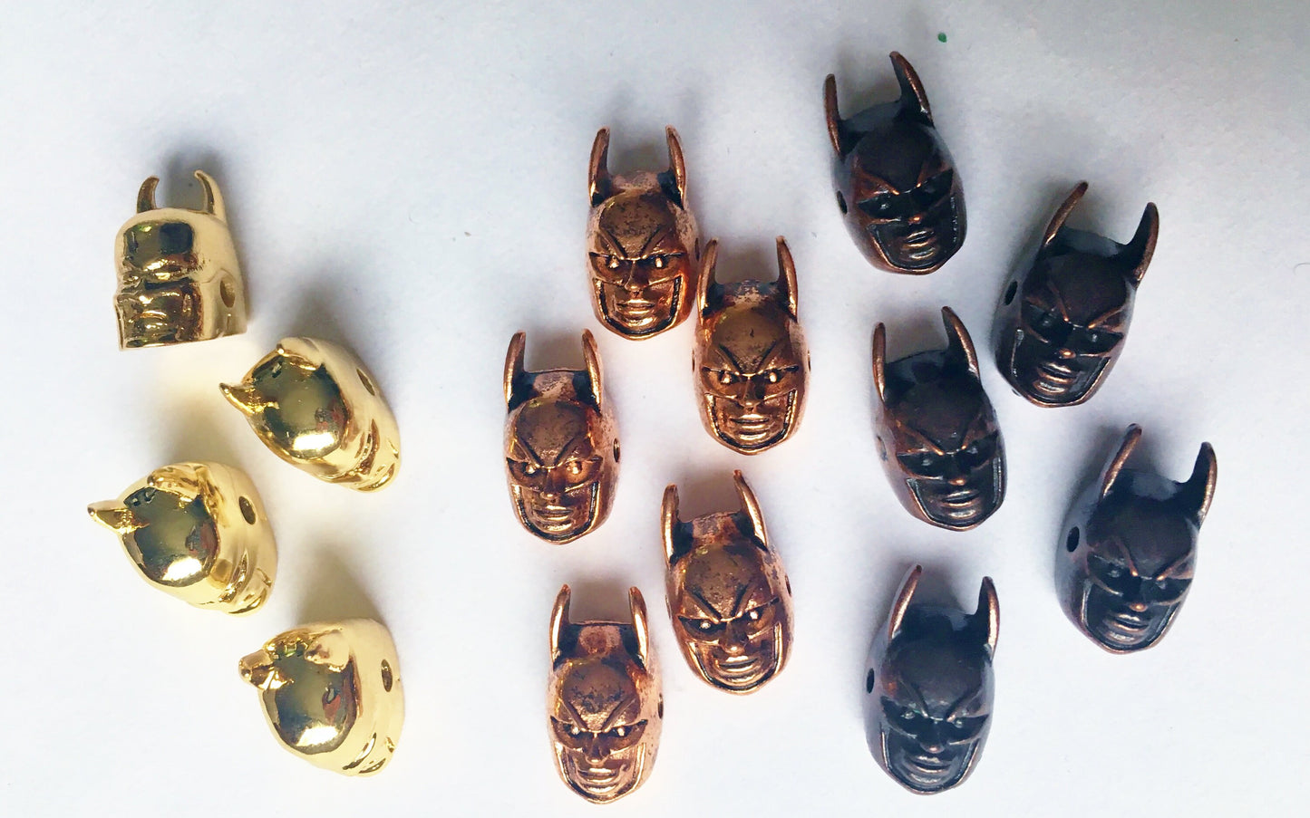 Comic book charms hero mask charms gold copper or bronze mask charms helmet charms